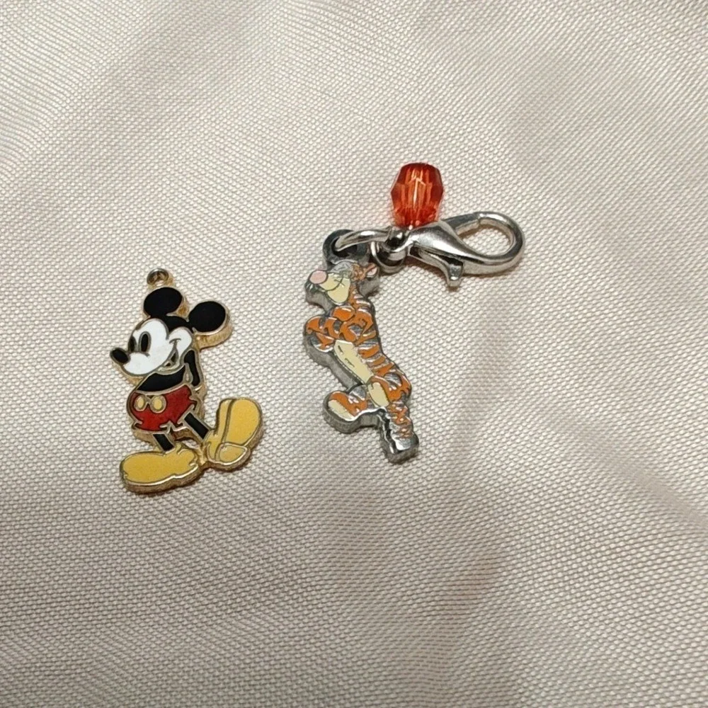 2 Disney Charms Set Multicolor Mickey Mouse Tigger Enamel Pendants
